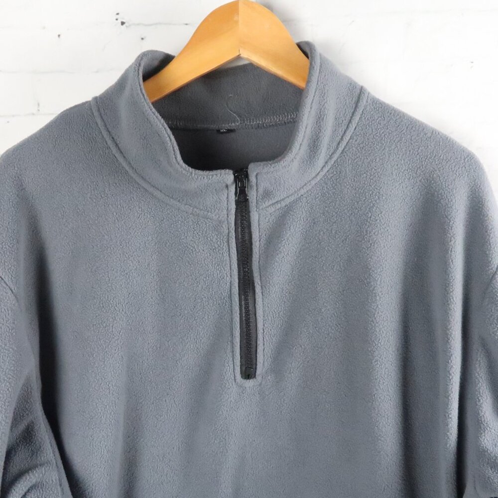 GREY 1/4 ZIP LONG SLEEVE PULL OVER FLEECE JACKET WITH KANGAROO POCKET SIZE XL - Picture 4 of 6